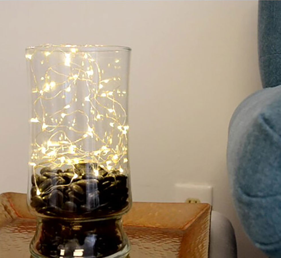 vase with fairylights inside